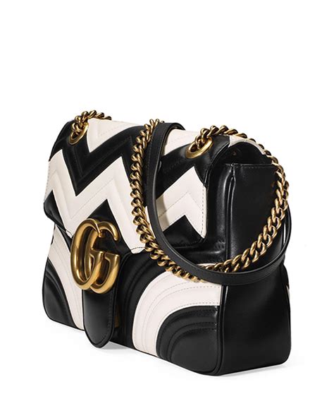 gucci black and white marmont bag|Gucci Marmont large shoulder bag.